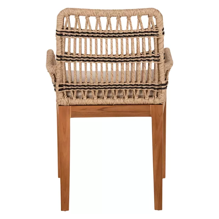ARMCHAIR STARDOM HM9760.02 TEAK WOOD AND ROPE-NATURAL WITH ANTHRACITE DETAILS COLOR 57x65x83Hcm.