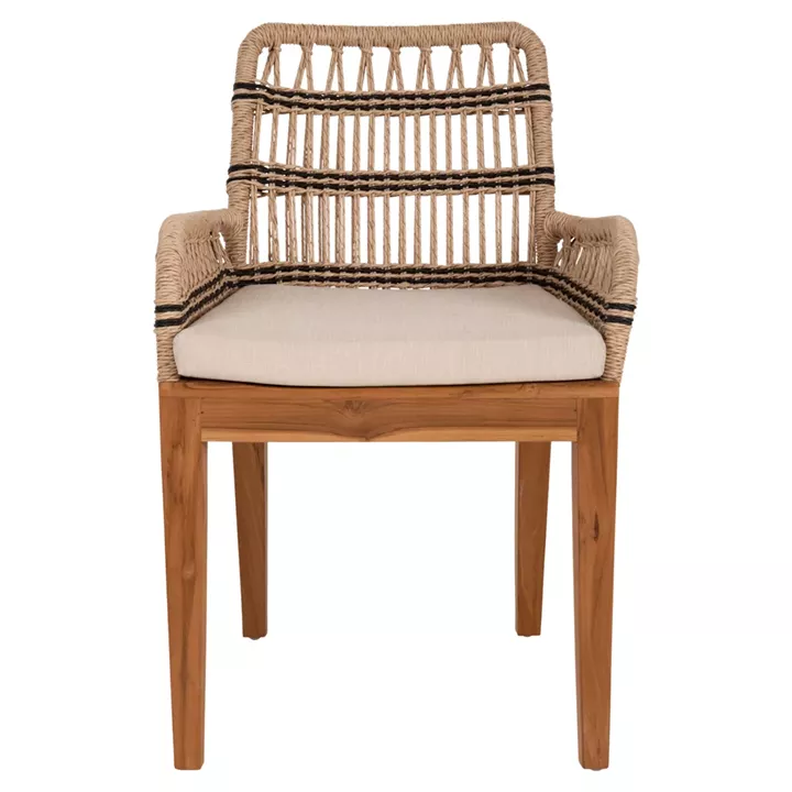 ARMCHAIR STARDOM HM9760.02 TEAK WOOD AND ROPE-NATURAL WITH ANTHRACITE DETAILS COLOR 57x65x83Hcm.