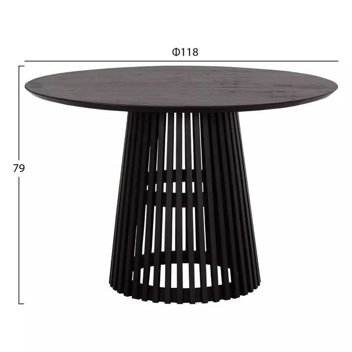 DINING TABLE ROUND FRANTZ HM9388.02 MINDI WOOD IN BLACK Φ118x79Hcm.