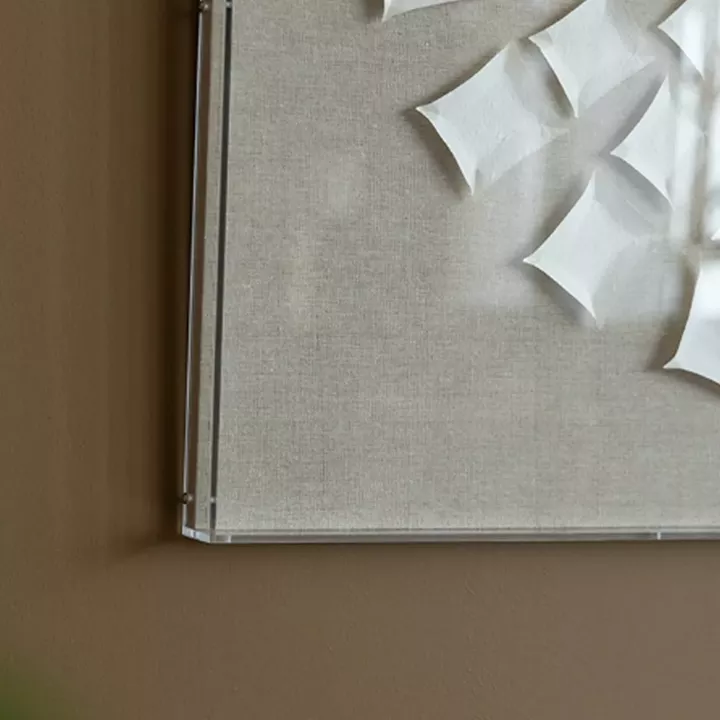 Artekko Mosaic Μπεζ Διακοσμητικός Πίνακας με Λευκή Χάρτινη Τεχνοτροπία σε Plexiglass Κορνίζα (90x5x90)cm