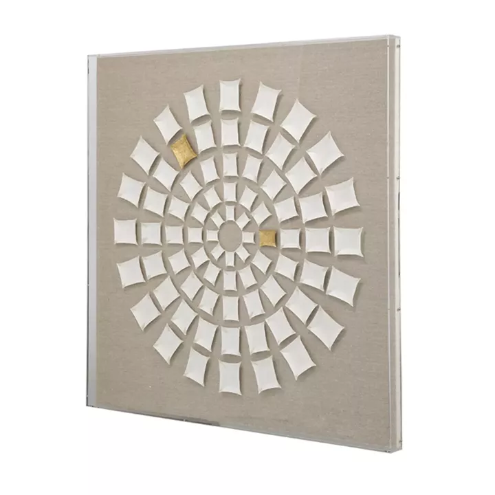 Artekko Mosaic Μπεζ Διακοσμητικός Πίνακας με Λευκή Χάρτινη Τεχνοτροπία σε Plexiglass Κορνίζα (90x5x90)cm