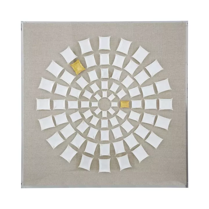 Artekko Mosaic Μπεζ Διακοσμητικός Πίνακας με Λευκή Χάρτινη Τεχνοτροπία σε Plexiglass Κορνίζα (90x5x90)cm