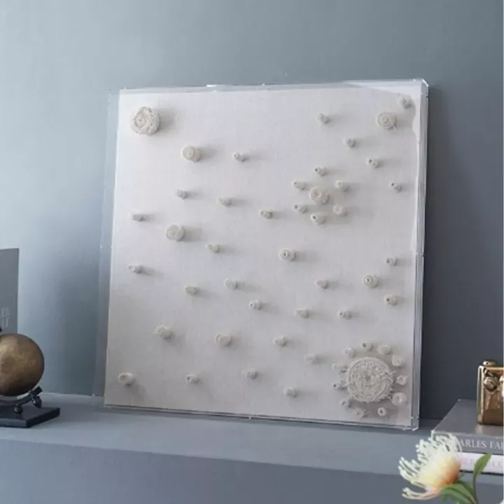 Artekko Mosaic Μπεζ Διακοσμητικός Πίνακας με Υφασμάτινη Τεχνοτροπία σε Plexiglass Κορνίζα (60x5x60)cm