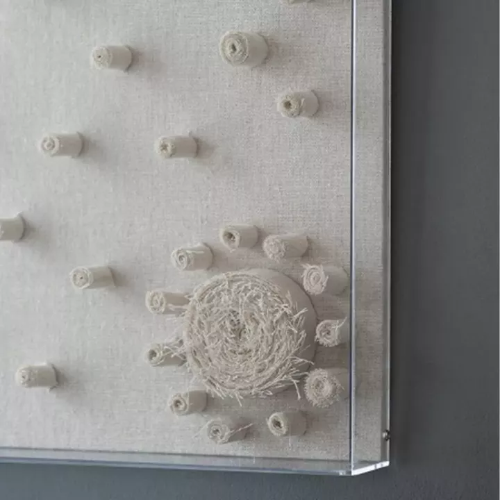 Artekko Mosaic Μπεζ Διακοσμητικός Πίνακας με Υφασμάτινη Τεχνοτροπία σε Plexiglass Κορνίζα (60x5x60)cm