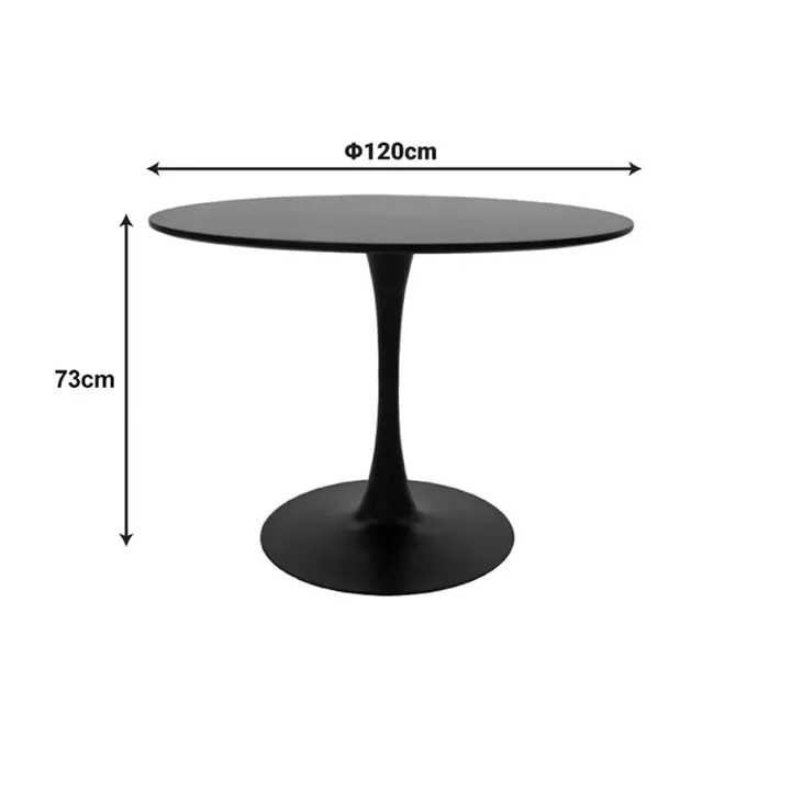 Dining table Balou-Parker pakoworld set of 5 pcs black-fabric anthracite D120x73cm