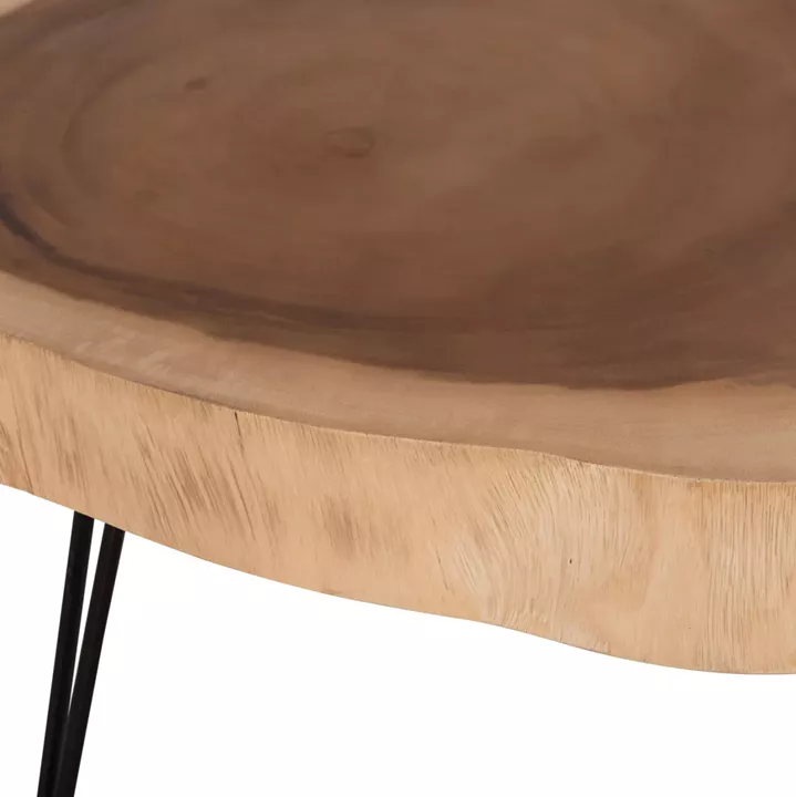 COFFEE TABLE SERVON HM9912 SUAR WOOD IN NATURAL--METAL LEGS IN BLACK 76x67x44Hcm.