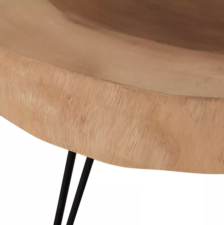 COFFEE TABLE SERVON HM9912 SUAR WOOD IN NATURAL--METAL LEGS IN BLACK 76x67x44Hcm.