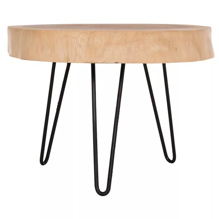 COFFEE TABLE SERVON HM9912 SUAR WOOD IN NATURAL--METAL LEGS IN BLACK 76x67x44Hcm.