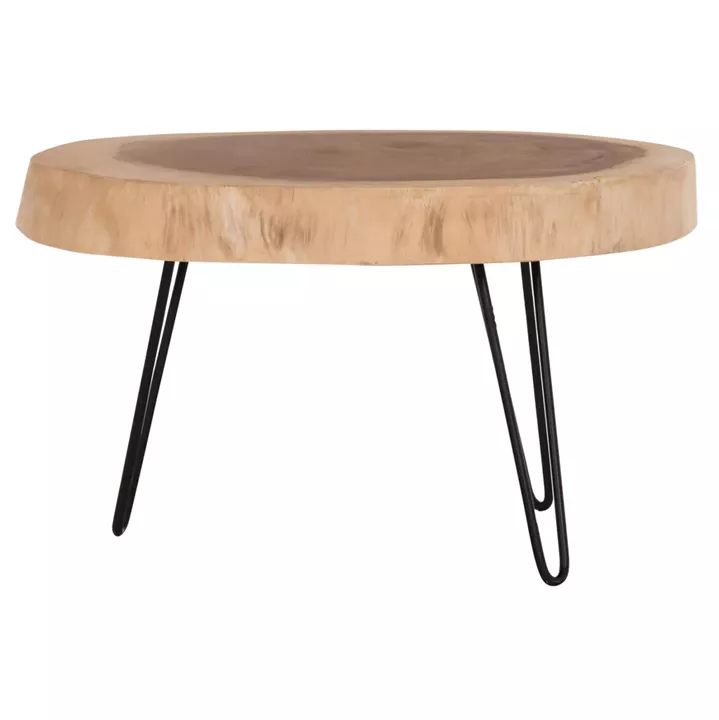 COFFEE TABLE SERVON HM9912 SUAR WOOD IN NATURAL--METAL LEGS IN BLACK 76x67x44Hcm.