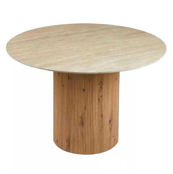 DINING TABLE TWIL HM18324 CERAMIC TOP IN TRAVERTINE STONE LOOK--MDF BASE Φ126x77Hcm.
