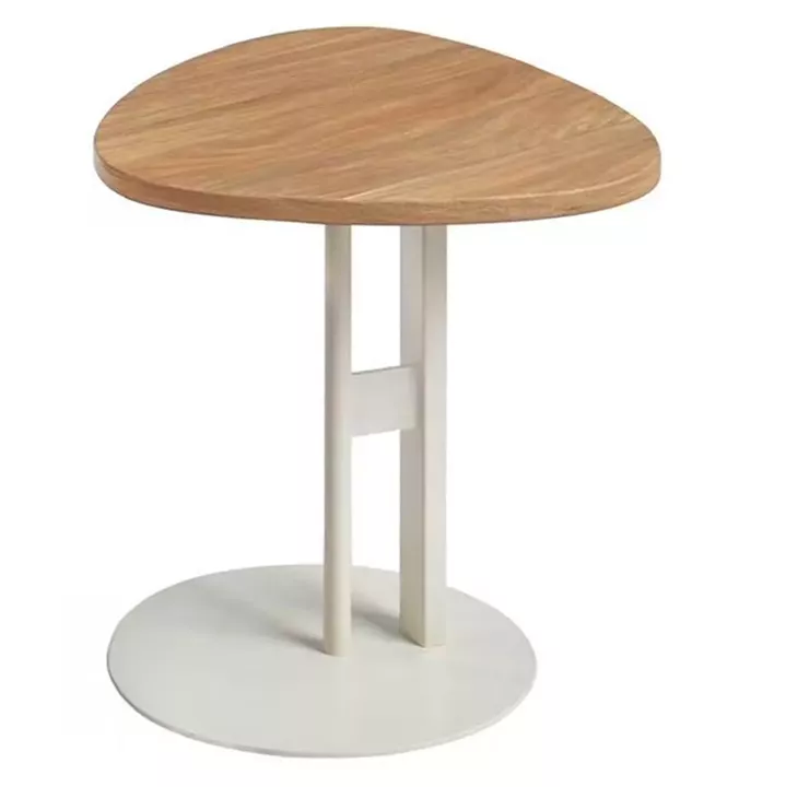 SIDE TABLE OVAL ALPER HM18328 MDF IN SONAMA--METAL BASE IN WHITE Φ50x50Hcm.