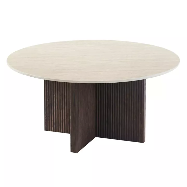 COFFEE TABLE SKY HM18329 CERAMIC TOP WITH TRAVERTINE STONE LOOK--MDF BASE Φ80x40H