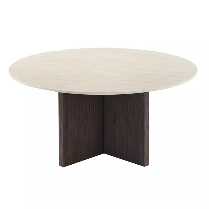 COFFEE TABLE SKY HM18329 CERAMIC TOP WITH TRAVERTINE STONE LOOK--MDF BASE Φ80x40H