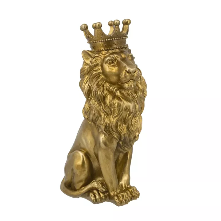 Artekko Lion Χρυσό Επιτραπέζιο Διακοσμητικό Λιοντάρι Ρητίνης (19x13x33)cm