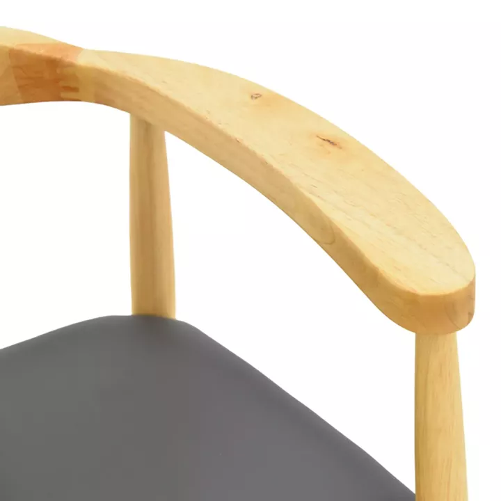 Armchair Joube pakoworld natural color rubberwood and black pu cushion 59x48x73cm