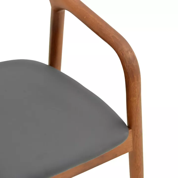 Hogie armchair pakoworld rubberwood walnut-black pu cushion 61x60x76cm