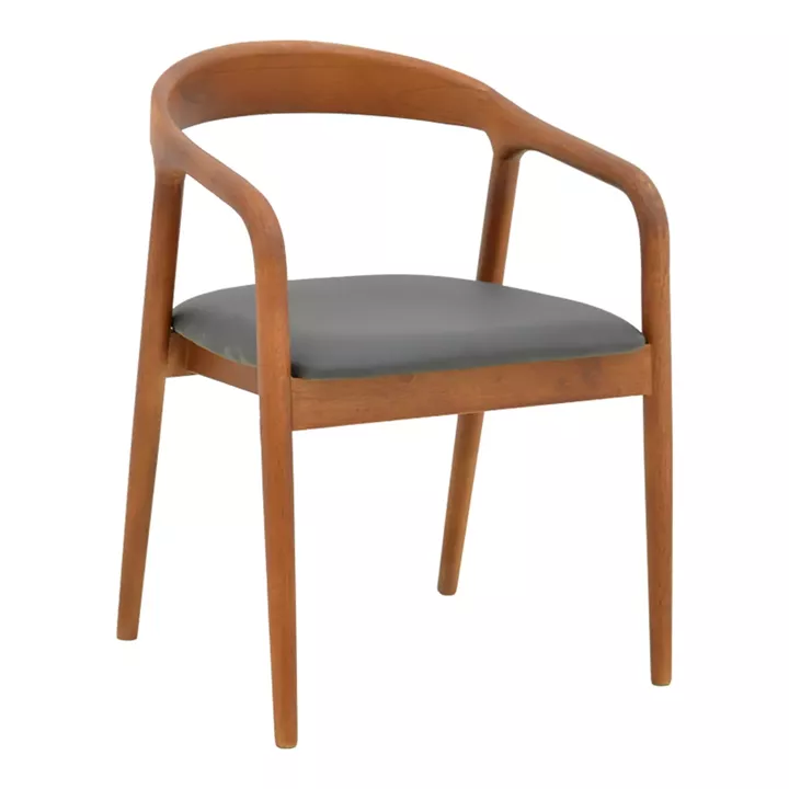 Hogie armchair pakoworld rubberwood walnut-black pu cushion 61x60x76cm