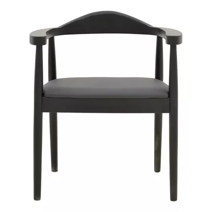 Armchair Joube pakoworld black color rubberwood and black pu cushion 59x48x73cm