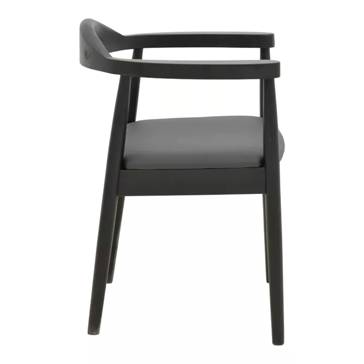 Armchair Joube pakoworld black color rubberwood and black pu cushion 59x48x73cm
