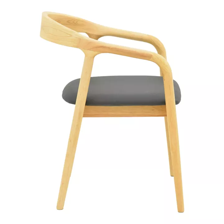 Hogie pakoworld rubberwood armchair in natural shade with black pu cushion 61x60x76cm