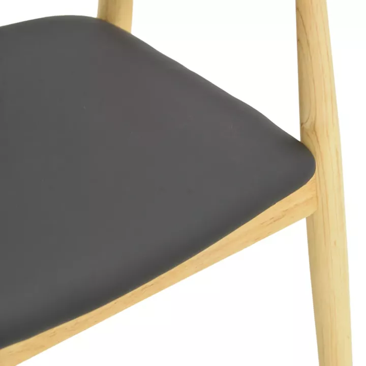 Sandi pakoworld rubberwood armchair in natural shade with black pu cushion 50x60x80cm