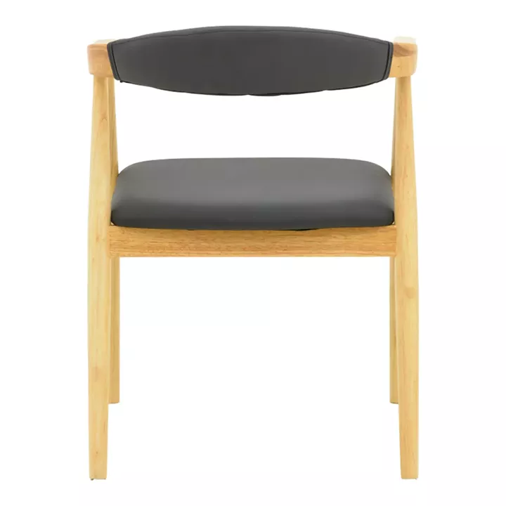 Sandi pakoworld rubberwood armchair in natural shade with black pu cushion 50x60x80cm