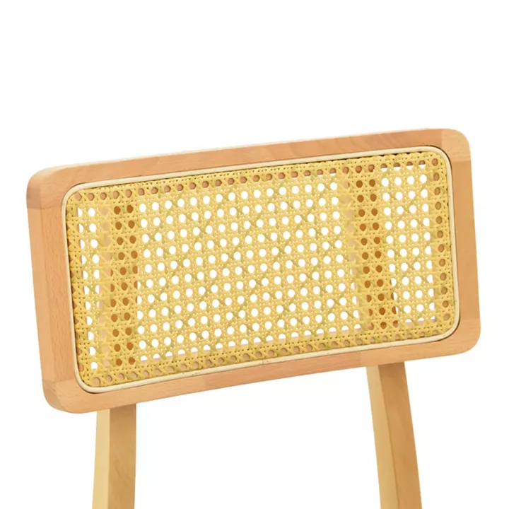 Chair Renna pakoworld natural color beech wood and black pu cushion 48x52x79cm