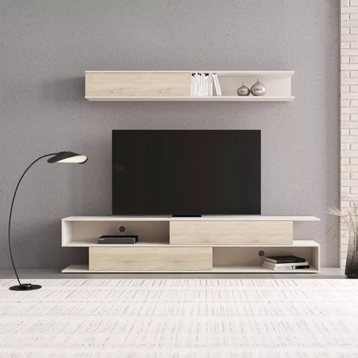 Living room Brick pakoworld set in oak-cream color 240x40x50.4cm