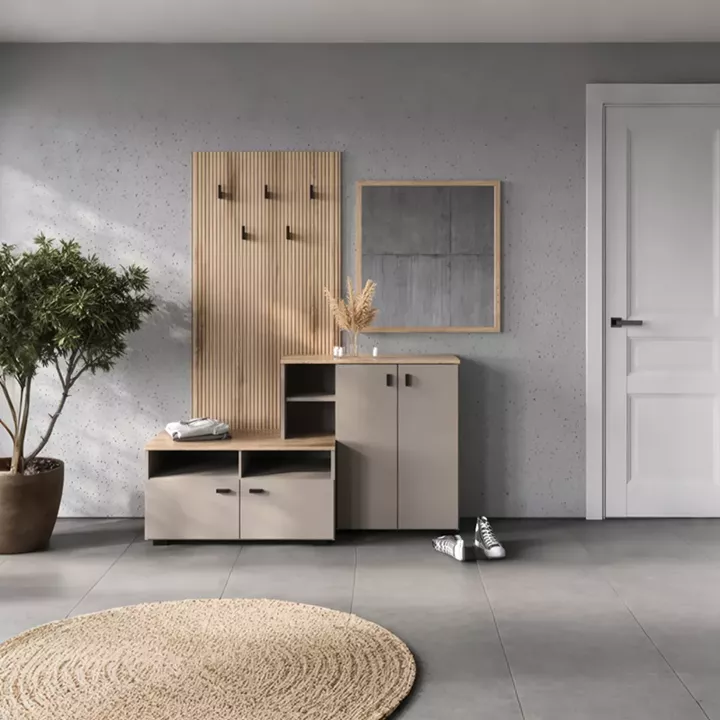 Entrance unit Ebro pakoworld set in oak-cappuccino color 150.3x41.2x204.7cm