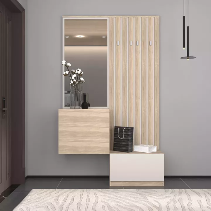 Entrance unit Halesy pakoworld sonoma-white 67x35.5x179.3cm