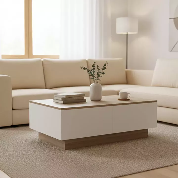 Coffee table Winey pakoworld in sonoma-white color 90x60x31.5cm