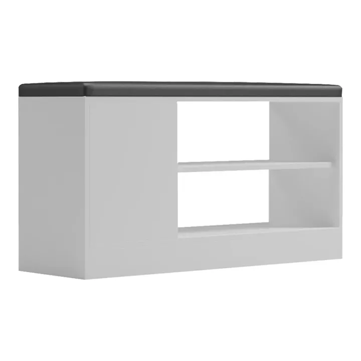 Shoe cabinet-stool Deboule pakoworld for 8 shoe pairs in white-black color 90x30x46cm