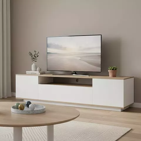 Έπιπλο τηλεόρασης Winey pakoworld σε sonoma-λευκή απόχρωση 180x44.5x44.5εκ