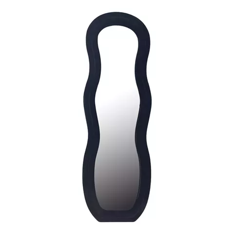Mirror Glinde Inart velvet in black color 90x3.5x150cm