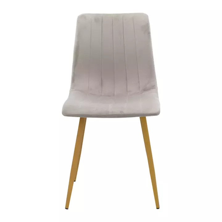 Noor chair pakoworld velvet grey - legs in natural shade 44x53x86cm