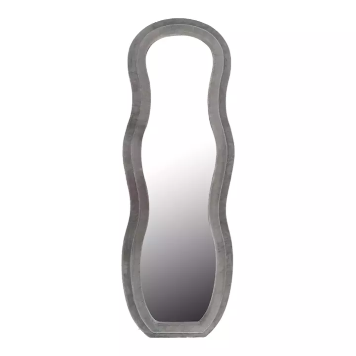 Καθρέπτης Glinde Inart βελούδο σε γκρι απόχρωση 50x3.3x150εκ