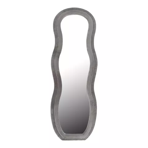 Καθρέπτης Glinde Inart βελούδο σε γκρι απόχρωση 50x3.3x150εκ
