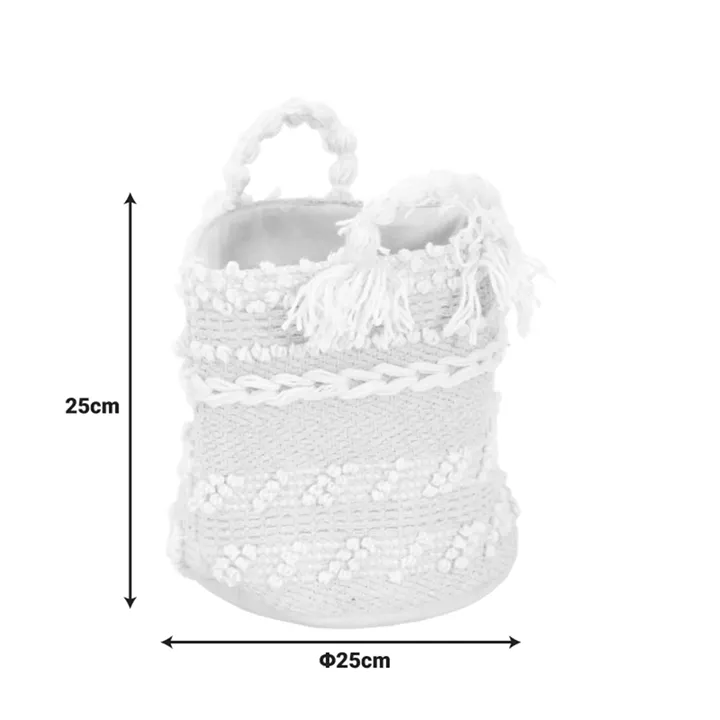 Decorative basket Fombra Inart cotton-woven in ecru shade D25x25cm