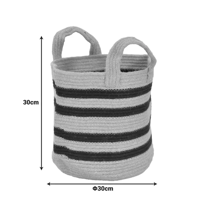 Decorative basket Mibra Inart cotton-jute in beige-black shade D30x30cm