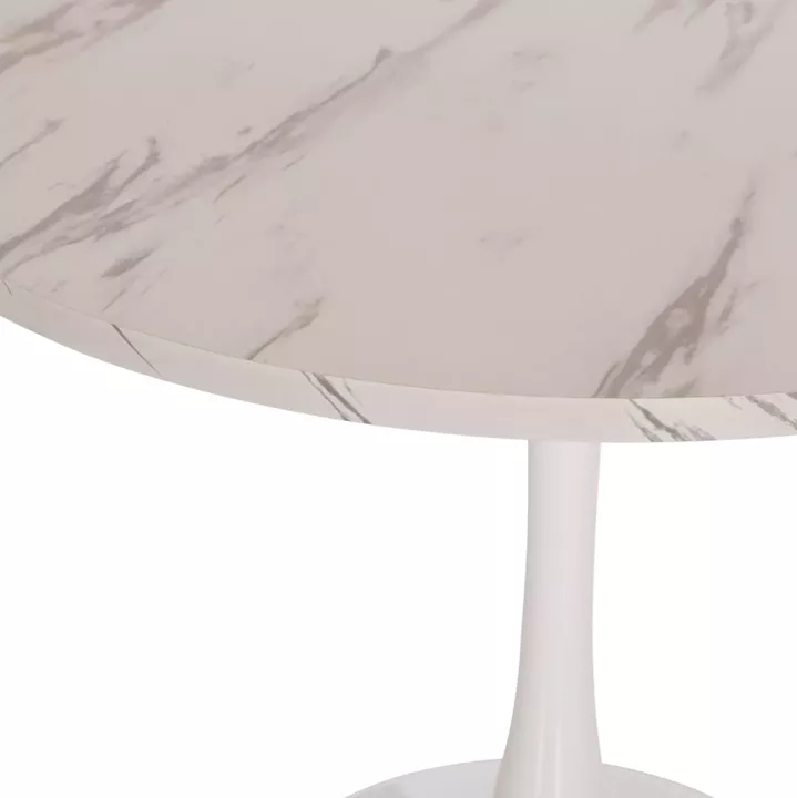 ΤΡΑΠΕΖΙ ΤΡΑΠΕΖΑΡΙΑΣ ROLLO HM9421.11 ΣΤΡΟΓΓΥΛΟ WHITE MARBLE Φ90x74Υεκ.