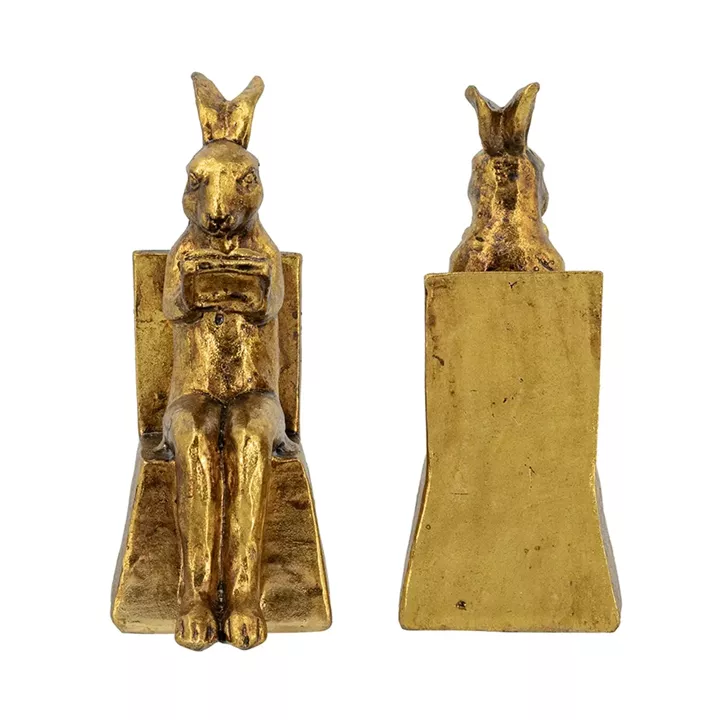 Artekko Bookends Χρυσοί Βιλιοστάτες Ρητίνης με Λαγουδάκια (10x7x17.5)cm 2pcs