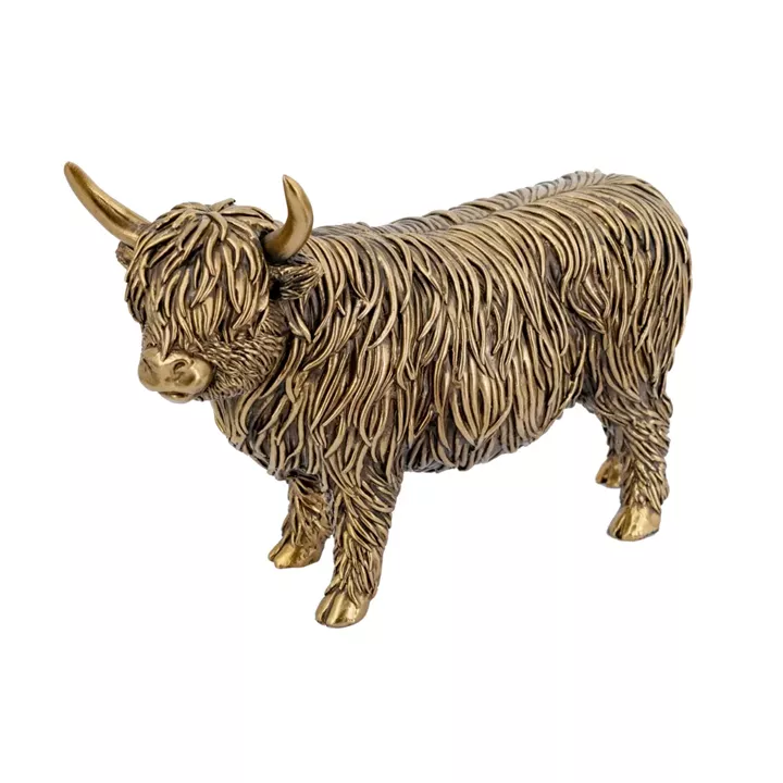 Artekko Animal Μπρονζέ Επιτραπέζια Διακοσμητική Αγελάδα από Ρητίνη (25x9x18)cm
