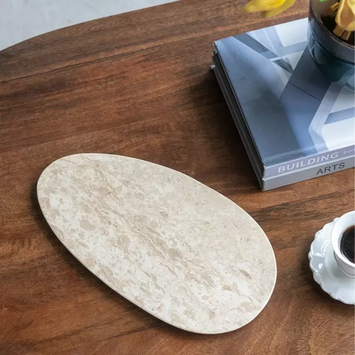 Artekko Marble Μπεζ Μαρμάρινη Πιατέλα (30x17x1)cm