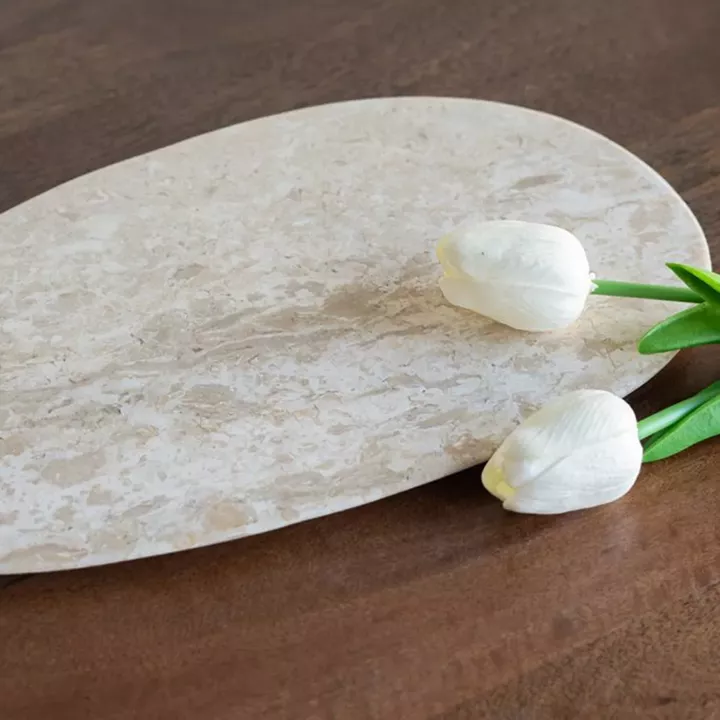 Artekko Marble Μπεζ Μαρμάρινη Πιατέλα (30x17x1)cm