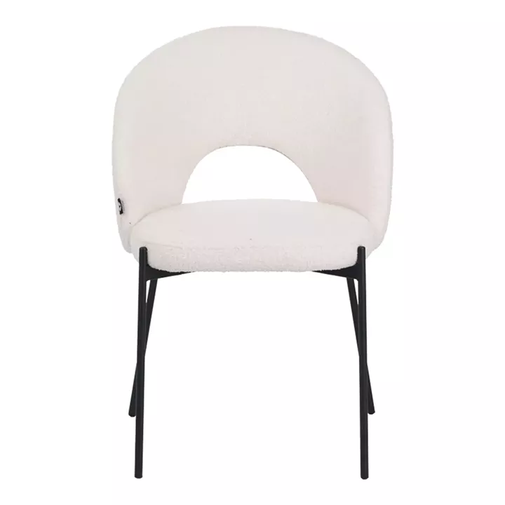 Καρέκλα Masebo pakoworld μπουκλέ ύφασμα σε λευκή απόχρωση με μαύρα μεταλλικά πόδια 48x58.5x82εκ