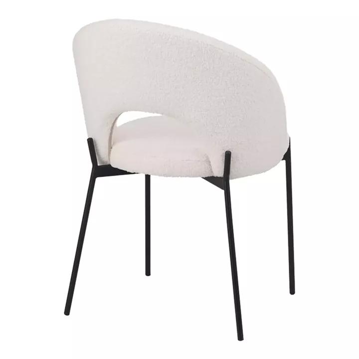 Καρέκλα Masebo pakoworld μπουκλέ ύφασμα σε λευκή απόχρωση με μαύρα μεταλλικά πόδια 48x58.5x82εκ