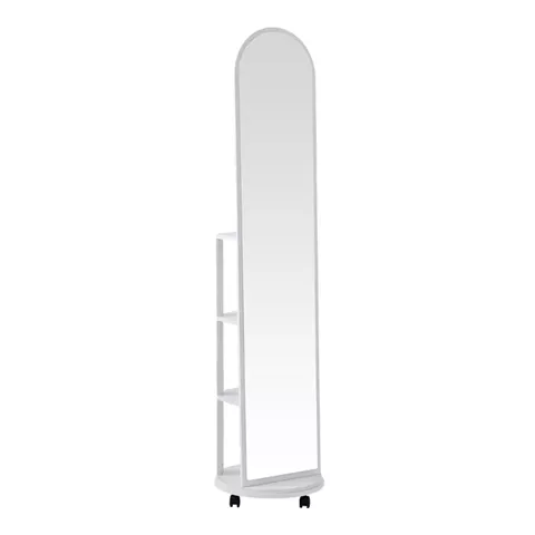 Espero pakoworld mdf wheeled mirror with shelves in white shade D34x170cm