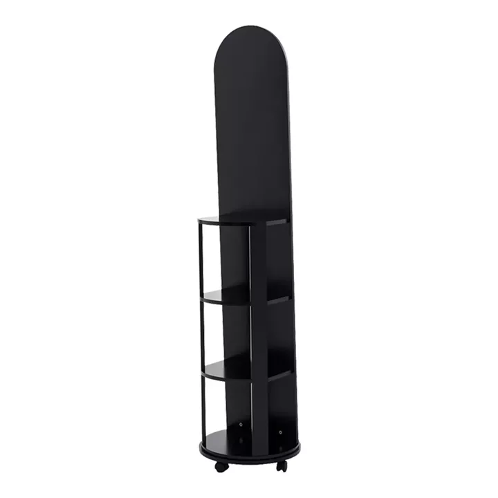 Espero pakoworld mdf wheeled mirror with shelves in black shade D34x170cm