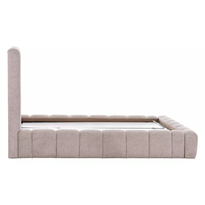 BED WITH STORAGE SPACE REMO HM719.10 TEDDY FABRIC IN BEIGE-FOR MATTRESS 160x200cm.