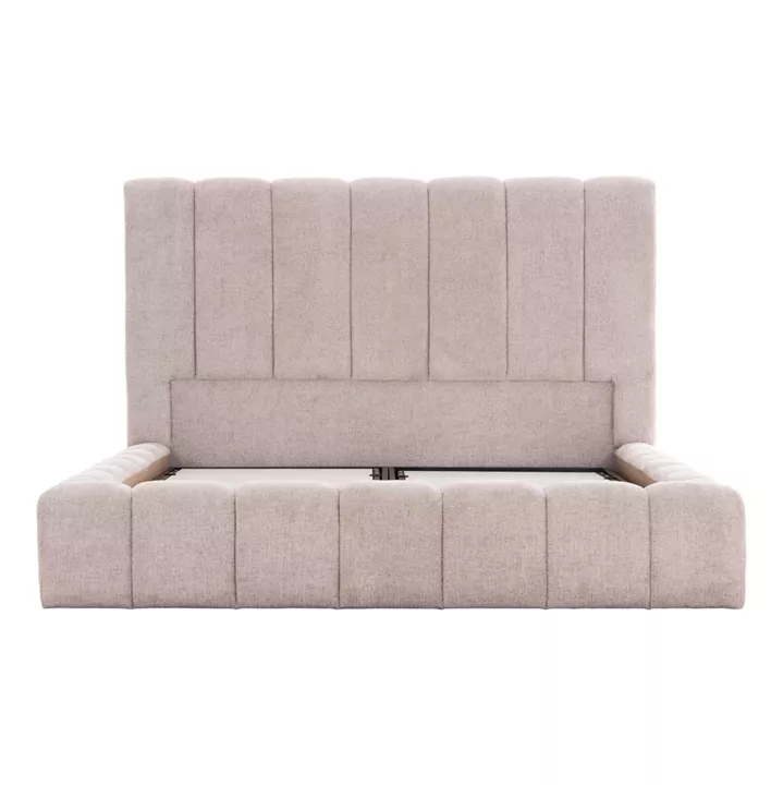 BED WITH STORAGE SPACE REMO HM719.10 TEDDY FABRIC IN BEIGE-FOR MATTRESS 160x200cm.